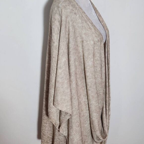 Kori Tan Draped Oversized Sweater Size Large Heather Brown Short Sleeve Sweater - Picture 6 of 9